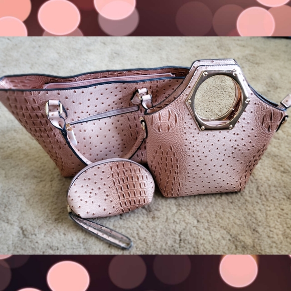 New Le Miel 3pc blush handbag set - Picture 1 of 4